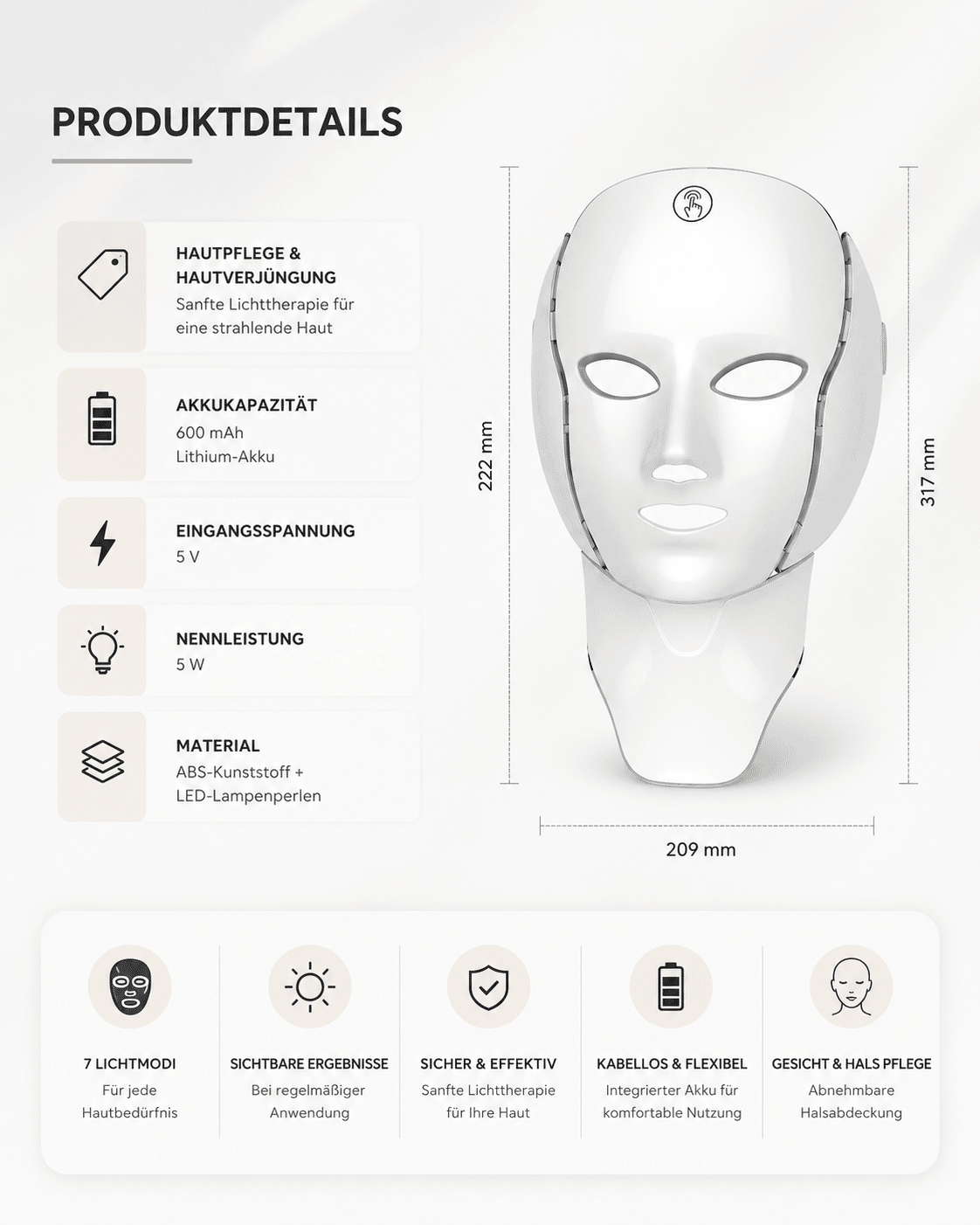BeautyPhoton LED-Maske - Professionelle Hautpflege zuhause